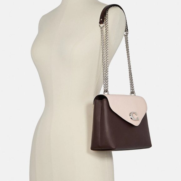 COACH Tammie Shoulder Bag In Colorblock Burgundy Pink Silver Hardware - Picture 4 of 15